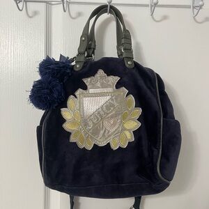 Vintage Juicy Couture navy blue velvet shoulder bag